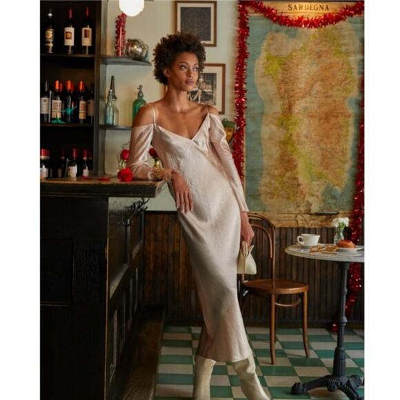 Vince Draped Sleeve Cold-Shoulder Slip Dress Size Large - Picture 1 of 8